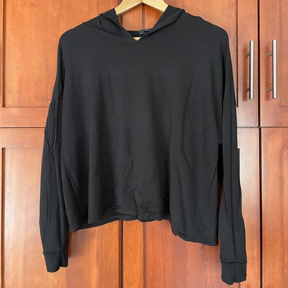 Torrid Black Long Sleeve Hooded Tee Shirt Large